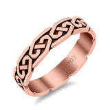 Celtic Oxidized Band Solid 925 Sterling Silver Thumb Ring (5mm)
