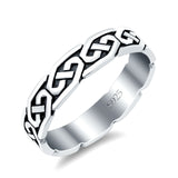 Celtic Oxidized Band Solid 925 Sterling Silver Thumb Ring (5mm)