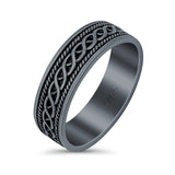 Braided Oxidized Band Solid 925 Sterling Silver Thumb Ring (6mm)
