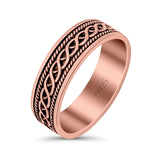 Braided Oxidized Band Solid 925 Sterling Silver Thumb Ring (6mm)