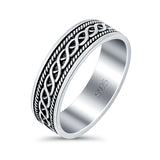 Braided Oxidized Band Solid 925 Sterling Silver Thumb Ring (6mm)
