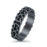 Celtic Oxidized Band Solid 925 Sterling Silver Thumb Ring (6mm)