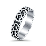 Celtic Oxidized Band Solid 925 Sterling Silver Thumb Ring (6mm)