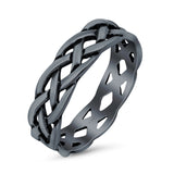 Celtic Oxidized Band Solid 925 Sterling Silver Thumb Ring (6mm)