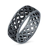 Celtic Oxidized Band Solid 925 Sterling Silver Thumb Ring (7mm)