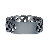 Celtic Oxidized Band Solid 925 Sterling Silver Thumb Ring (7mm)