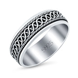 Spinner Oxidized Band Solid 925 Sterling Silver Thumb Ring (7mm)