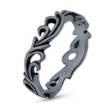 Vines Oxidized Band Solid 925 Sterling Silver Thumb Ring (5mm)