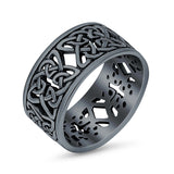 Weave Celtic Oxidized Band Solid 925 Sterling Silver Thumb Ring (10mm)
