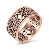 Weave Celtic Oxidized Band Solid 925 Sterling Silver Thumb Ring (10mm)