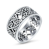 Weave Celtic Oxidized Band Solid 925 Sterling Silver Thumb Ring (10mm)