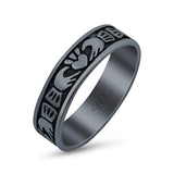 Claddagh Oxidized Band Solid 925 Sterling Silver Thumb Ring (5mm)