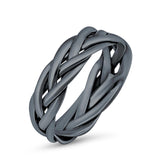 Celtic Oxidized Band Solid 925 Sterling Silver Thumb Ring (6mm)