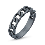 Chain Link Oxidized Band Solid 925 Sterling Silver Thumb Ring (4mm)