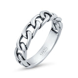 Chain Link Oxidized Band Solid 925 Sterling Silver Thumb Ring (4mm)