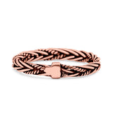 Rope Braid Oxidized Band Solid 925 Sterling Silver Thumb Ring (3mm)