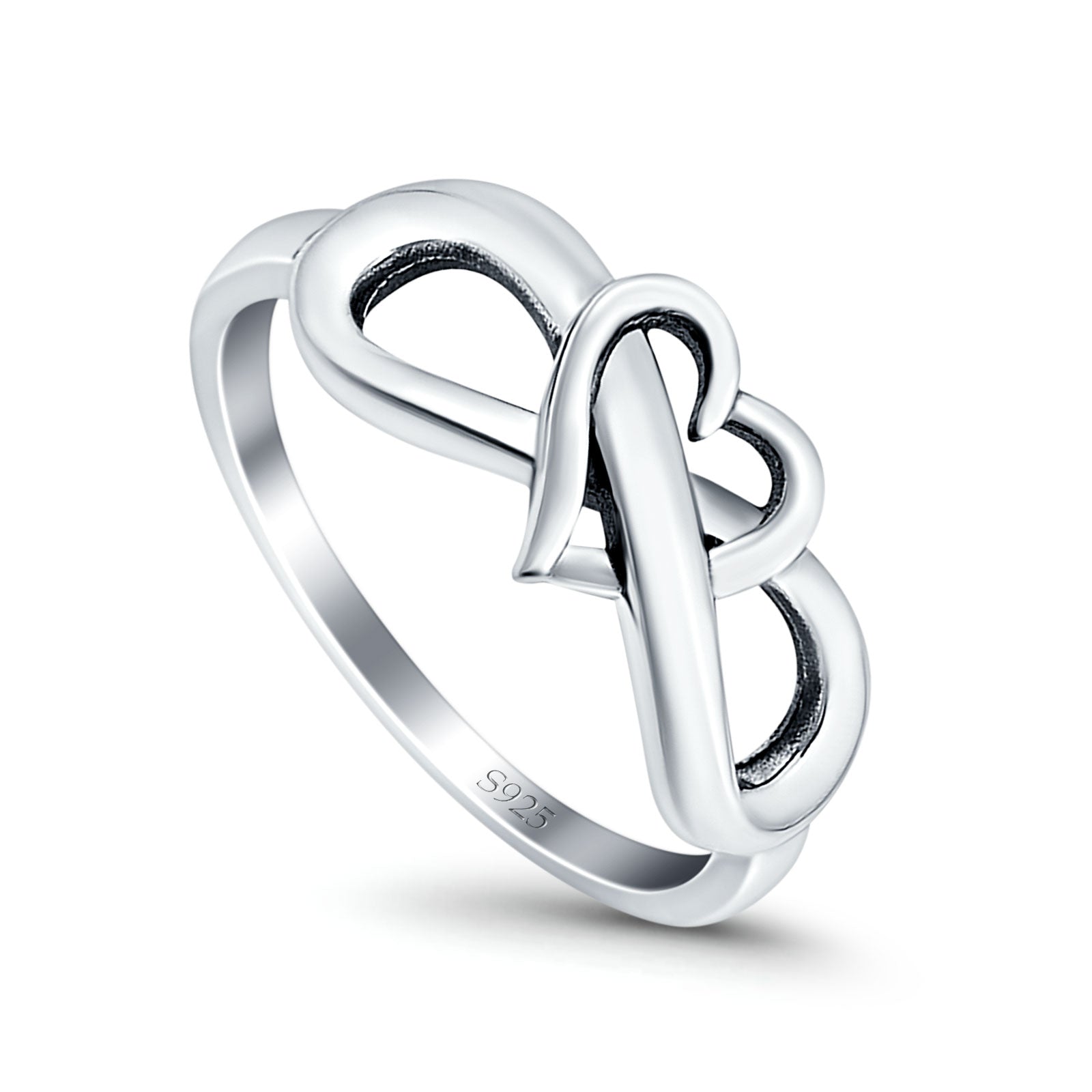 Heart Infinity Ring Oxidized Band 925 Sterling Silver Thumb