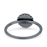 Sunflower Ring Band Band 925 Sterling Silver Oxidized Plain Ring  9mm