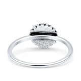 Sunflower Ring Band Band 925 Sterling Silver Oxidized Plain Ring  9mm