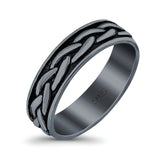 Braid Ring Oxidized Band Solid 925 Sterling Silver Thumb Ring (5mm)