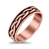 Braid Ring Oxidized Band Solid 925 Sterling Silver Thumb Ring (5mm)