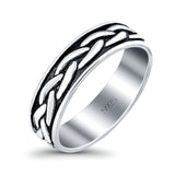 Braid Ring Oxidized Band Solid 925 Sterling Silver Thumb Ring (5mm)