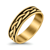 Braid Ring Oxidized Band Solid 925 Sterling Silver Thumb Ring (5mm)