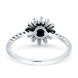 Beaded Oxidized Sunflower Sunshine Band Solid 925 Sterling Silver Thumb Ring (9.5mm)
