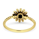 Beaded Oxidized Sunflower Sunshine Band Solid 925 Sterling Silver Thumb Ring (9.5mm)