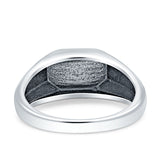 Classical Simple Signet Plain Band High Polished Solid 925 Sterling Silver Mens Ring (8mm)
