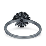 Loves Sunflower Oxidized Trendy Band Solid 925 Sterling Silver Thumb Ring (9.5mm)