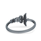 Caduceus Ring Oxidized Band Solid 925 Sterling Silver Thumb Ring (10mm)
