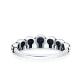 Skulls Ring Oxidized Band Solid 925 Sterling Silver Thumb Ring (5mm)