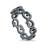 Vines Ring Oxidized Band Solid 925 Sterling Silver Thumb Ring (6mm)