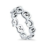 Vines Ring Oxidized Band Solid 925 Sterling Silver Thumb Ring (6mm)