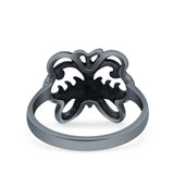 Butterfly Ring Oxidized Band Solid 925 Sterling Silver Thumb Ring (13mm)