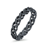 Cross Braid Ring Oxidized Band Solid 925 Sterling Silver Thumb Ring (4mm)