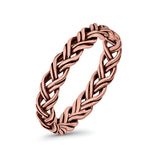 Cross Braid Ring Oxidized Band Solid 925 Sterling Silver Thumb Ring (4mm)