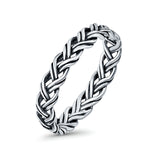 Cross Braid Ring Oxidized Band Solid 925 Sterling Silver Thumb Ring (4mm)