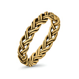 Cross Braid Ring Oxidized Band Solid 925 Sterling Silver Thumb Ring (4mm)