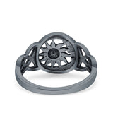 Sun & Moon Ring Oxidized Band Solid 925 Sterling Silver Thumb Ring (11mm)