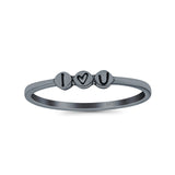 I Love You Ring Oxidized Band Solid 925 Sterling Silver Thumb Ring (2.5mm)