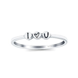 I Love You Ring Oxidized Band Solid 925 Sterling Silver Thumb Ring (2.5mm)