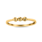 I Love You Ring Oxidized Band Solid 925 Sterling Silver Thumb Ring (2.5mm)