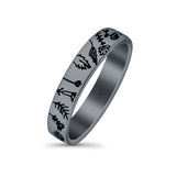 Flowers Ring Oxidized Band Solid 925 Sterling Silver Thumb Ring (4mm)
