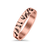 Flowers Ring Oxidized Band Solid 925 Sterling Silver Thumb Ring (4mm)