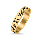 Flowers Ring Oxidized Band Solid 925 Sterling Silver Thumb Ring (4mm)