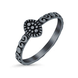 Bali Ring Oxidized Band Solid 925 Sterling Silver Thumb Ring (7mm)