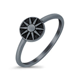 Sun Ring Oxidized Band Solid 925 Sterling Silver Thumb Ring (8mm)