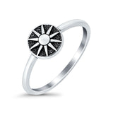 Sun Ring Oxidized Band Solid 925 Sterling Silver Thumb Ring (8mm)